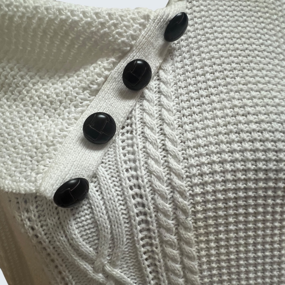 Jeanne Pierre Woman Ivory Cotton Cable Knit Shawl Collar Cardigan Sweater 1X - Picture 14 of 16